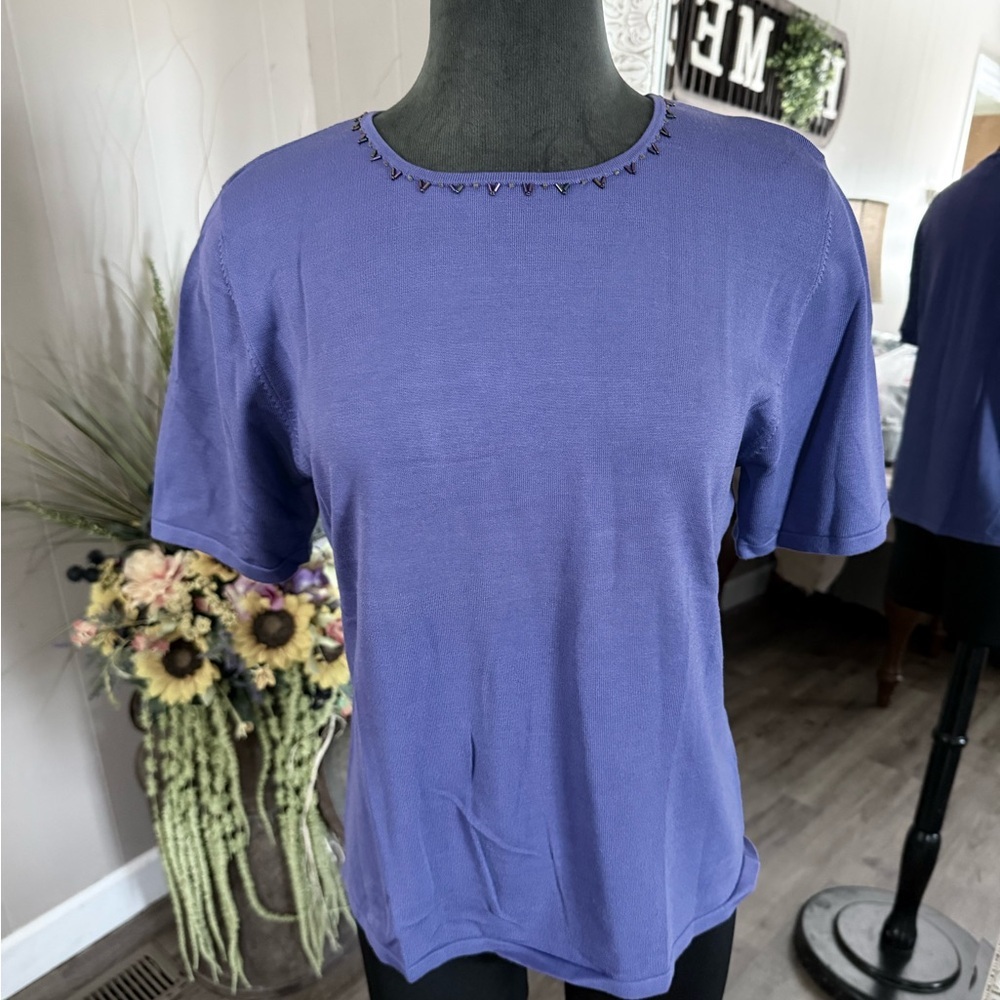 Nancy Bolen • Silk Blend Beaded Knit Blouse